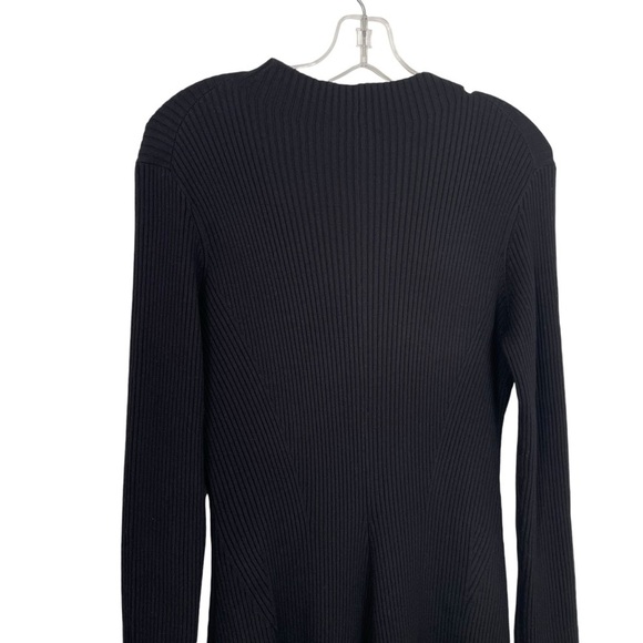 Theory Moving Rib Dress Empire Merino Wool Black Large - Picture 5 of 11